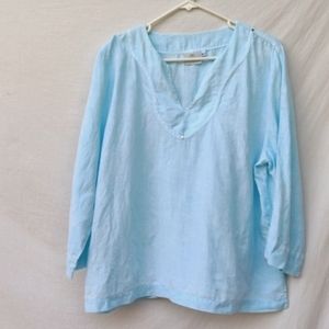 Hot Cotton Pale Blue Linen Tunic - XL